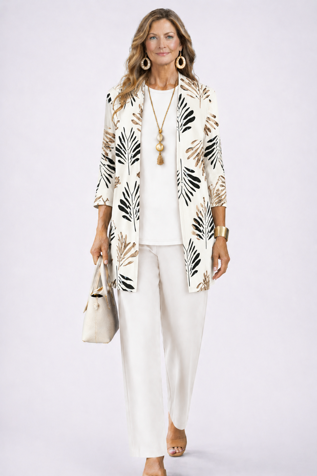 MARGARET | Draped Three-Piece Trouser Set Open-Front