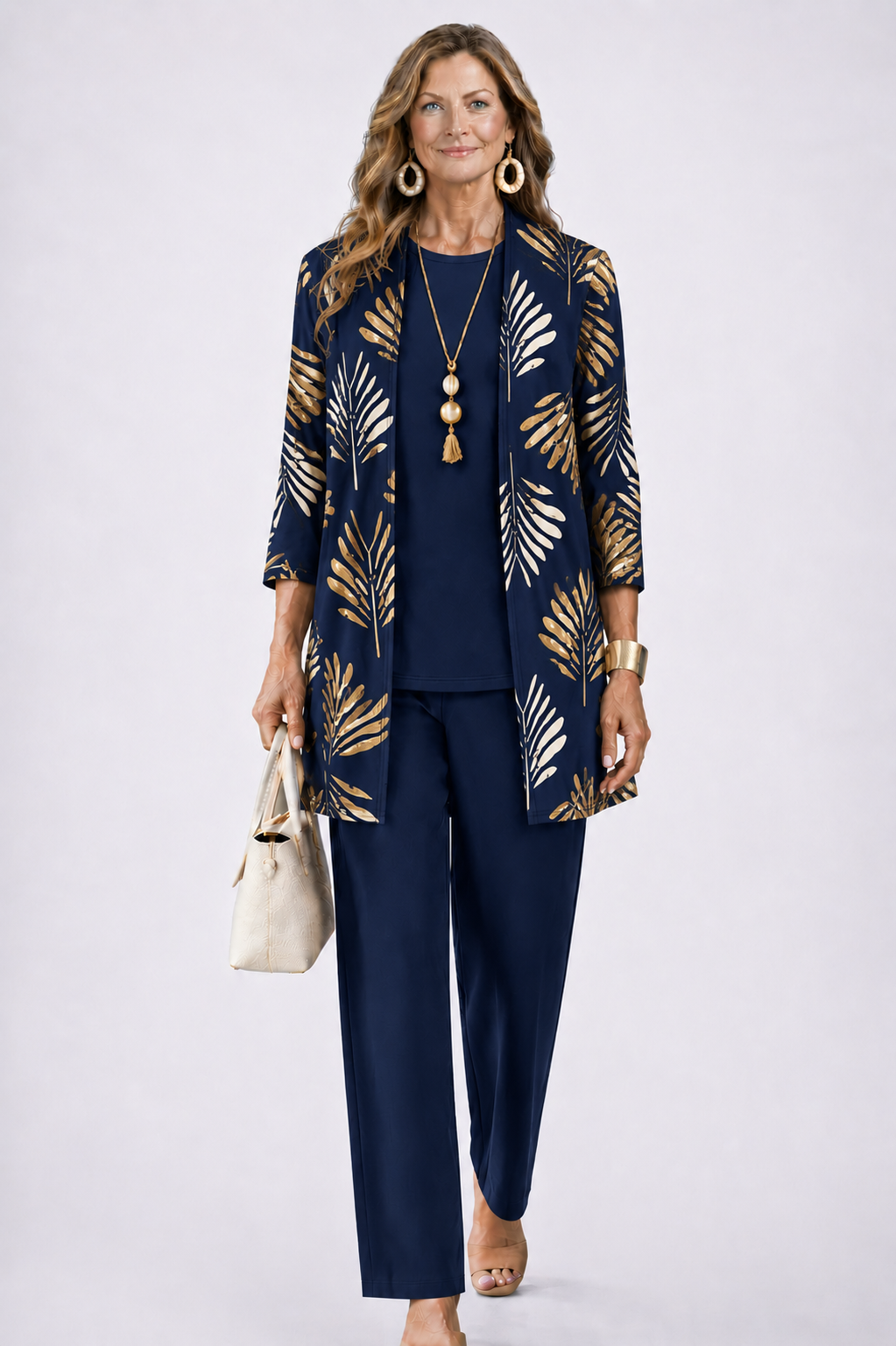 BEATRICE | Botanical Print Three-Piece Trouser Set