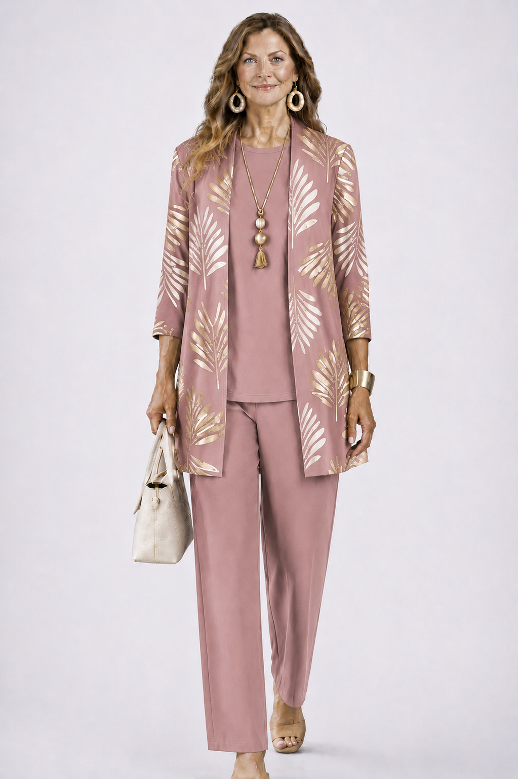 BEATRICE | Botanical Print Three-Piece Trouser Set