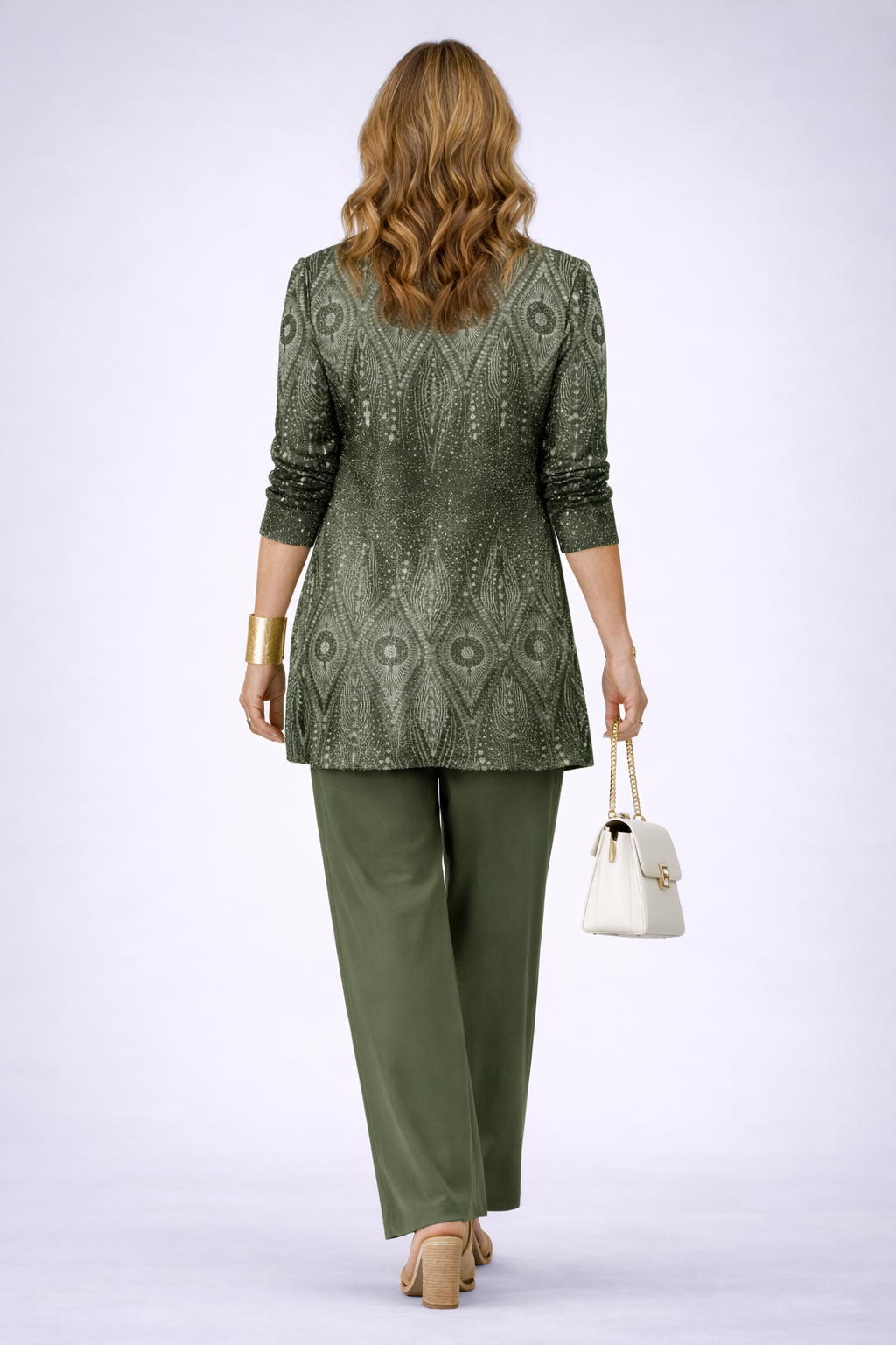 HANNELORE | Open-Front Three-Piece Trouser Set Printed