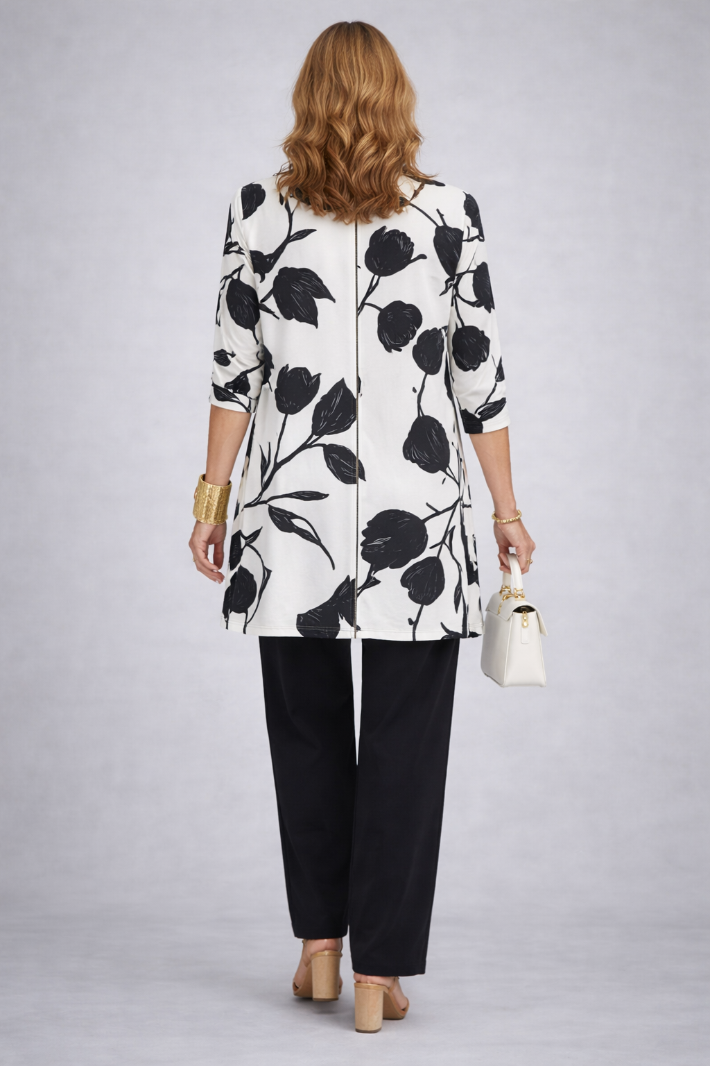 ETHELINE | Tulip Print Ivory Three-Piece Trouser Set