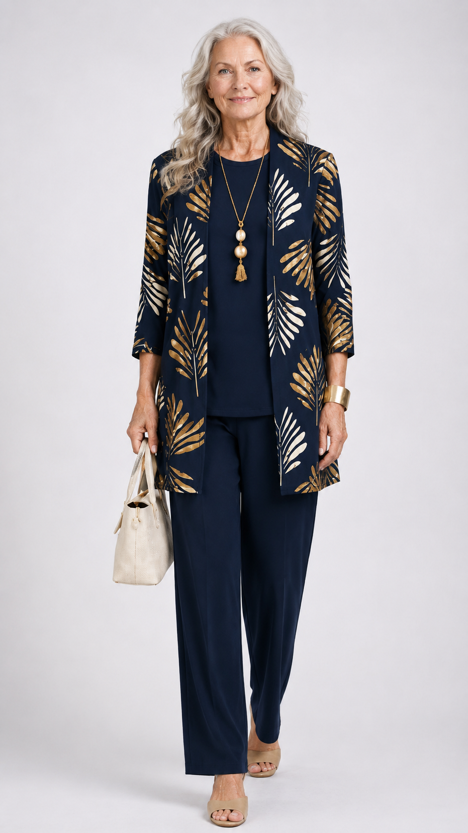 MARGARET | Draped Three-Piece Trouser Set Open-Front