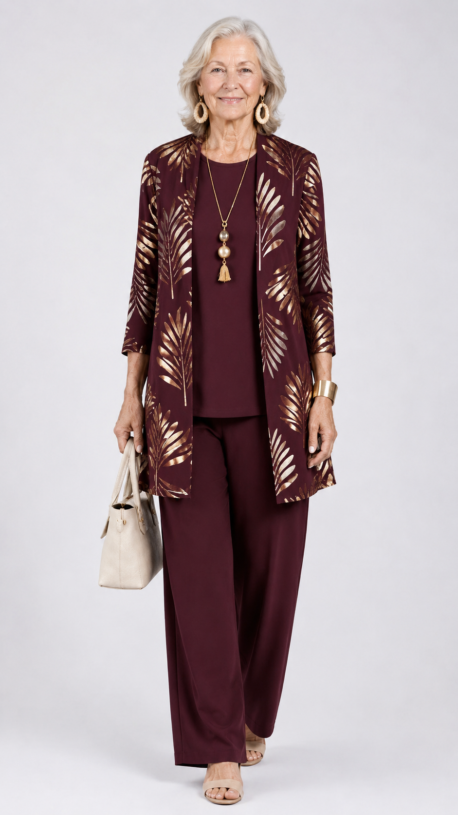 MARGARET | Draped Three-Piece Trouser Set Open-Front