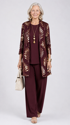 MARGARET | Draped Three-Piece Trouser Set Open-Front