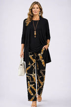 MARGARET | Draped Three-Piece Trouser Set Open-Front