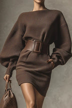 CLARA | Short Knit Dress With Matching Belt
