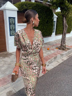 CLARANDRA | Copper Midi Dress