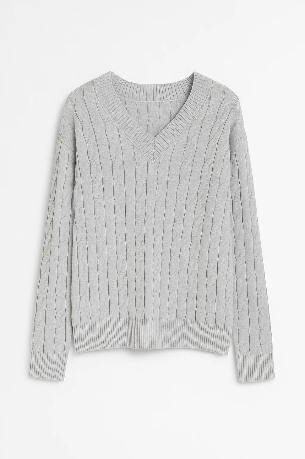 SUNNIVA | V-Neck Cable-Knit Sweater
