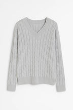 SUNNIVA | V-Neck Cable-Knit Sweater