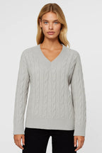 SUNNIVA | V-Neck Cable-Knit Sweater