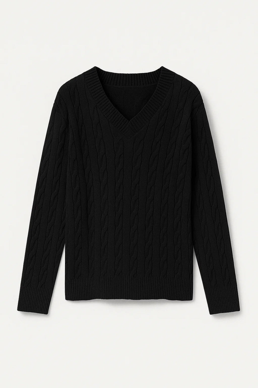 SUNNIVA | V-Neck Cable-Knit Sweater