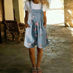 SAYLOR | Vintage Washed Soft Denim Floral Jumpsuit