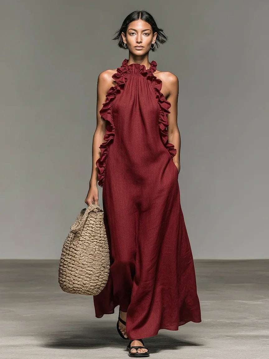 ALIETTE | Flowy Maxi Dress With Ruffles And Pockets