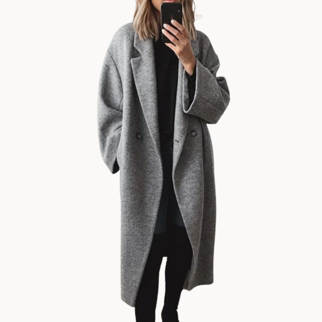 DAPHIRA | Collared Blue Trench Coat