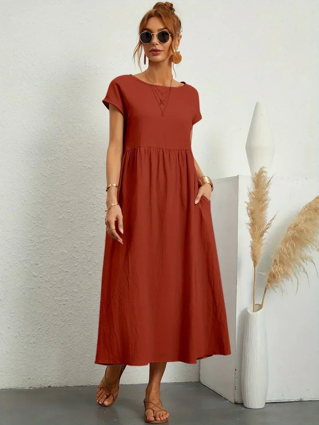 GABRIELLE | Flowing Midi Dress With Timeless Elegance