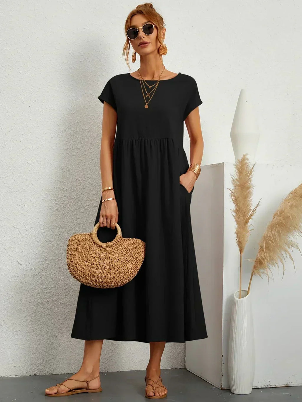 GABRIELLE | Flowing Midi Dress With Timeless Elegance