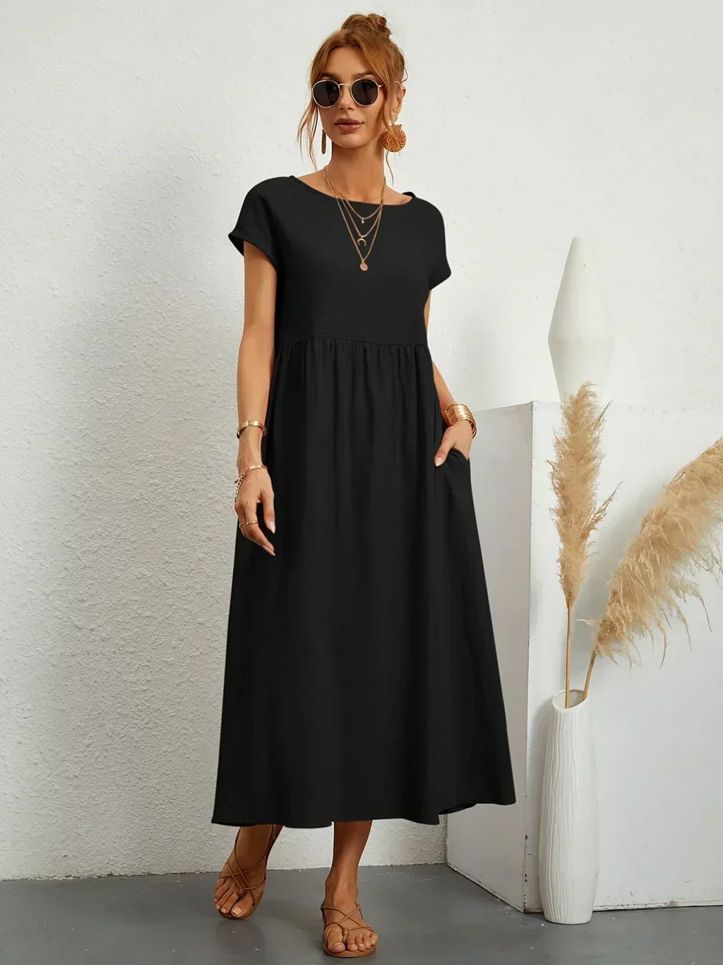 GABRIELLE | Flowing Midi Dress With Timeless Elegance