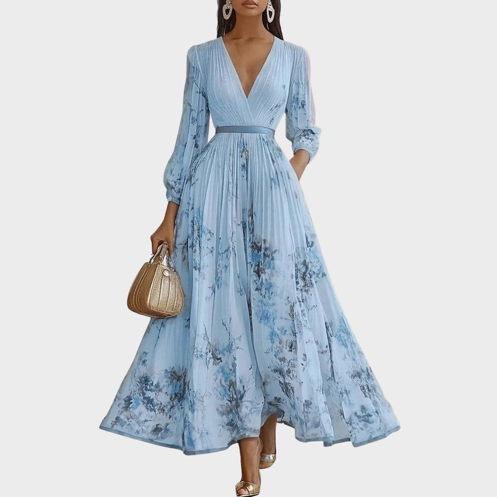 ROWELLA | Flowing Floral Pleated Maxi Dress