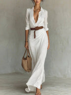 UNA | Lapel-Wrap Maxi Dress