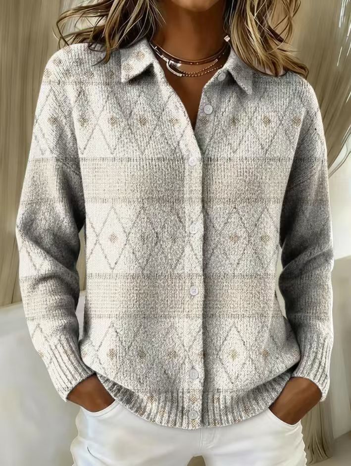 MONIRA | Textured Black Elegant Knit Hoodie Blouse With Diamond Pattern