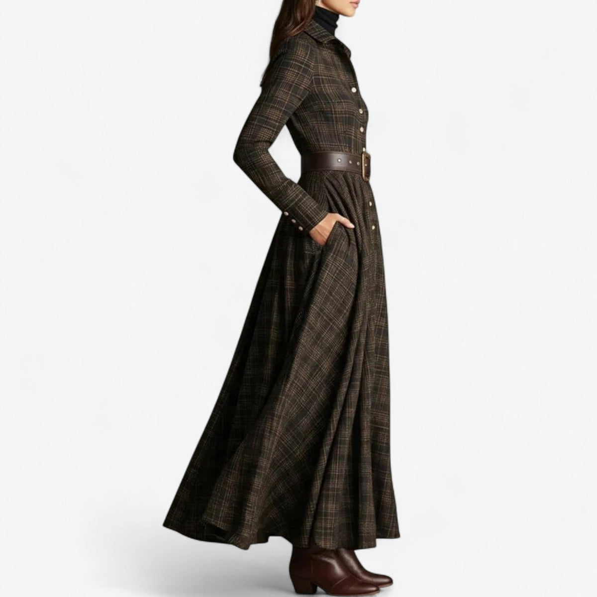 CELENE | Checked Vintage Maxi Dress