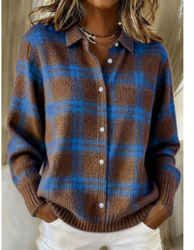 LIZZA | Checked Black Soft Hoodie Blouse With Check Pattern