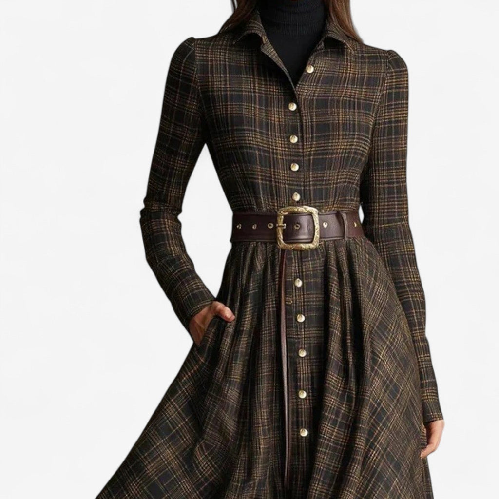 CELENE | Checked Vintage Maxi Dress