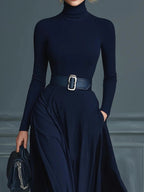 CORLISS | Navy High-Neck Maxi Dress