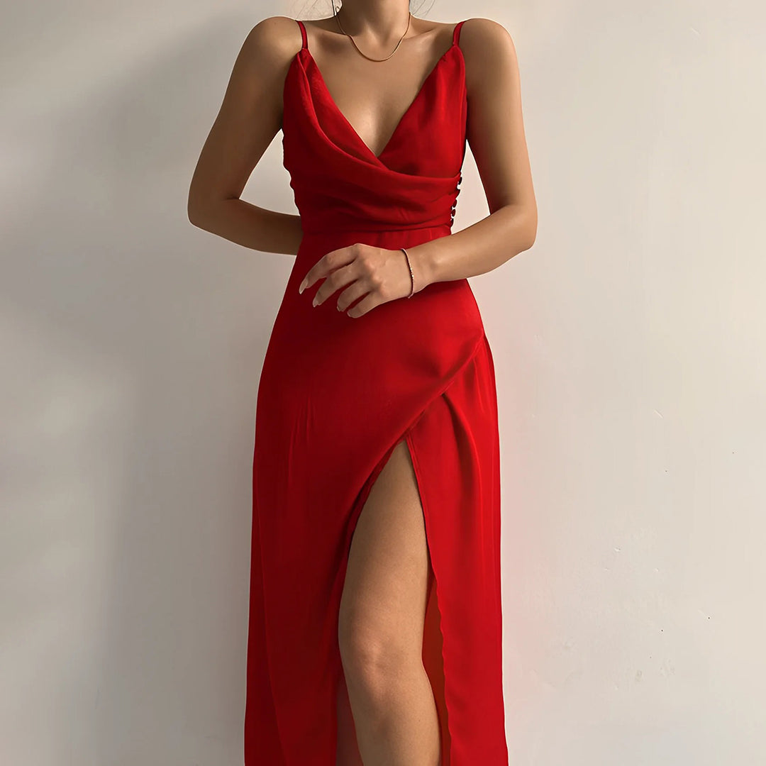LILLIAN | Draped Elegant Maxi Dress Relaxed