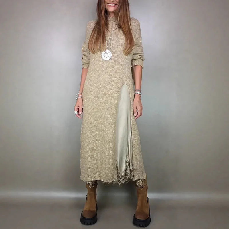 EVALINA | Elegant Knit & Lace Two-Piece Set