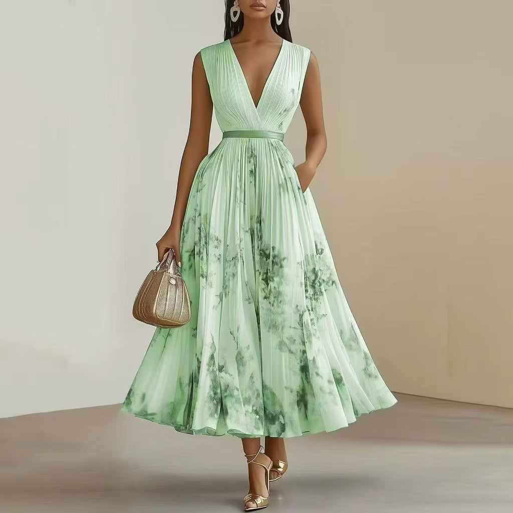 ROWELLA | Flowing Floral Pleated Maxi Dress
