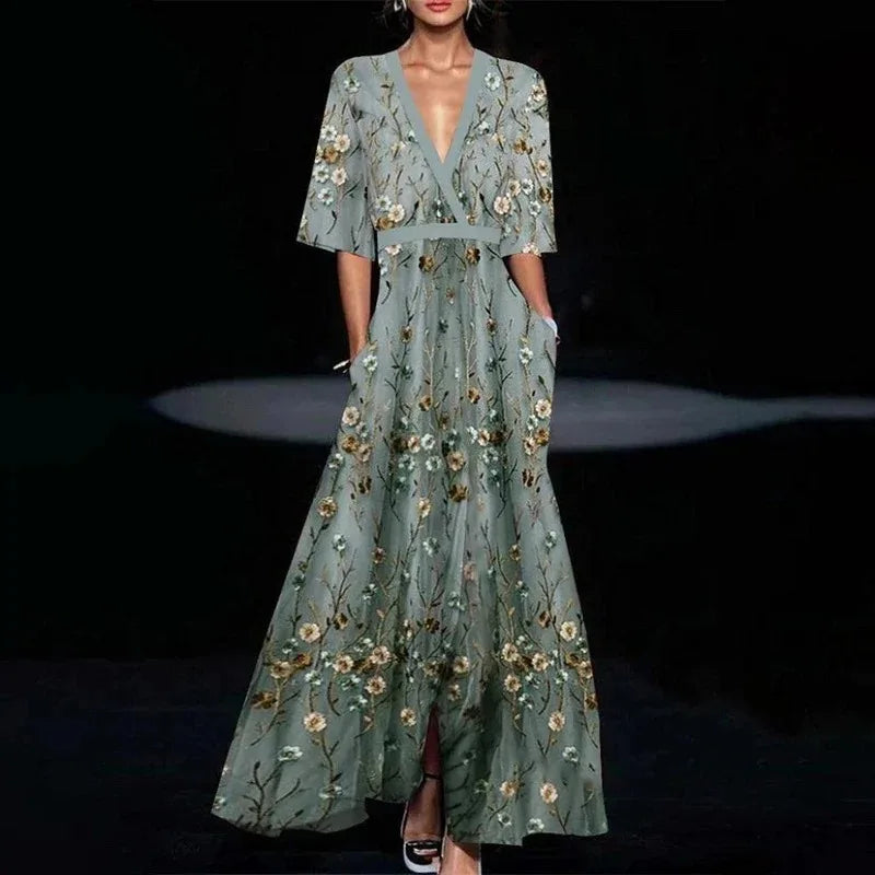 SOPHIA | Elegant Evening Dress With Floral Pattern
