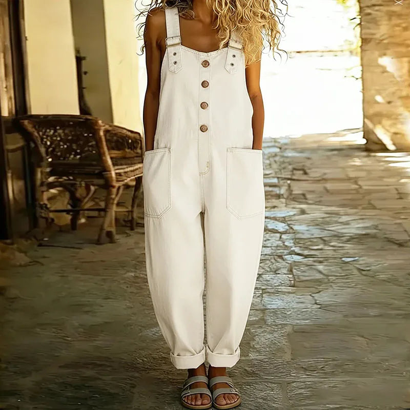 SAYLOR | Vintage Soft Denim-Look Dungarees With Adjustable Straps