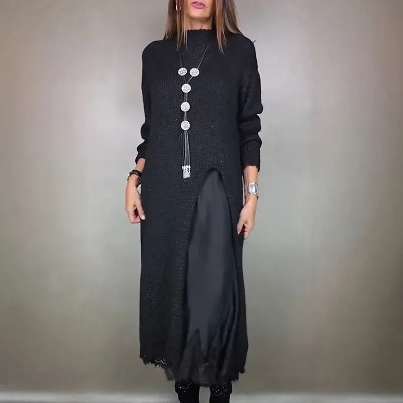 EVALINA | Elegant Knit & Lace Two-Piece Set