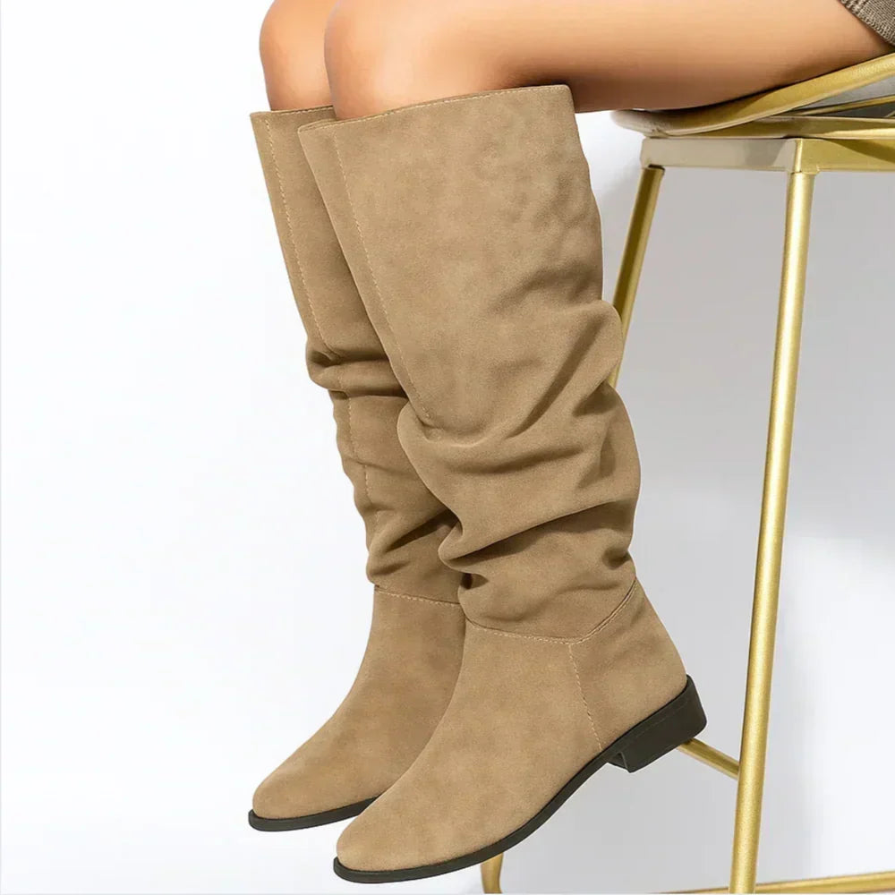 ROSELIA | Draped Beige Everyday Boots