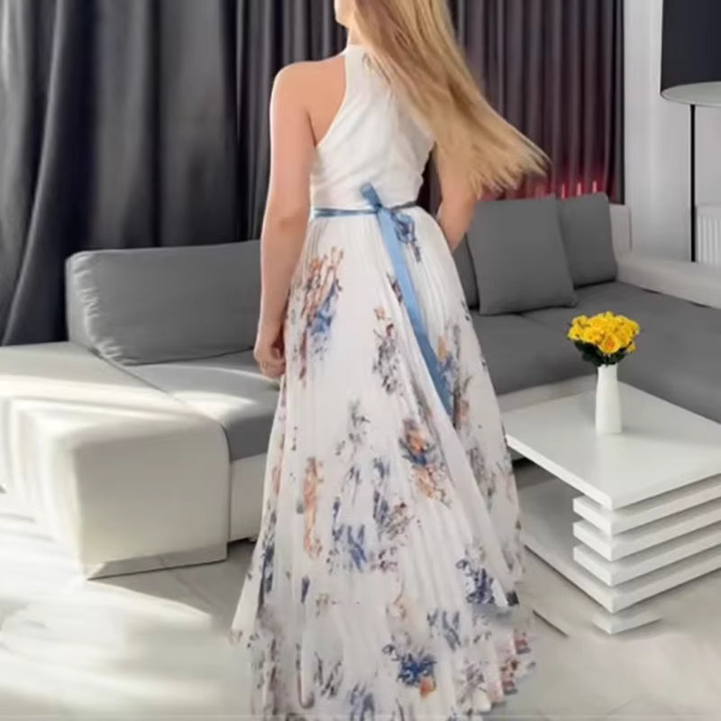ROWELLA | Flowing Floral Pleated Maxi Dress