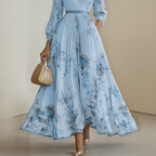 ROWELLA | Flowing Floral Pleated Maxi Dress
