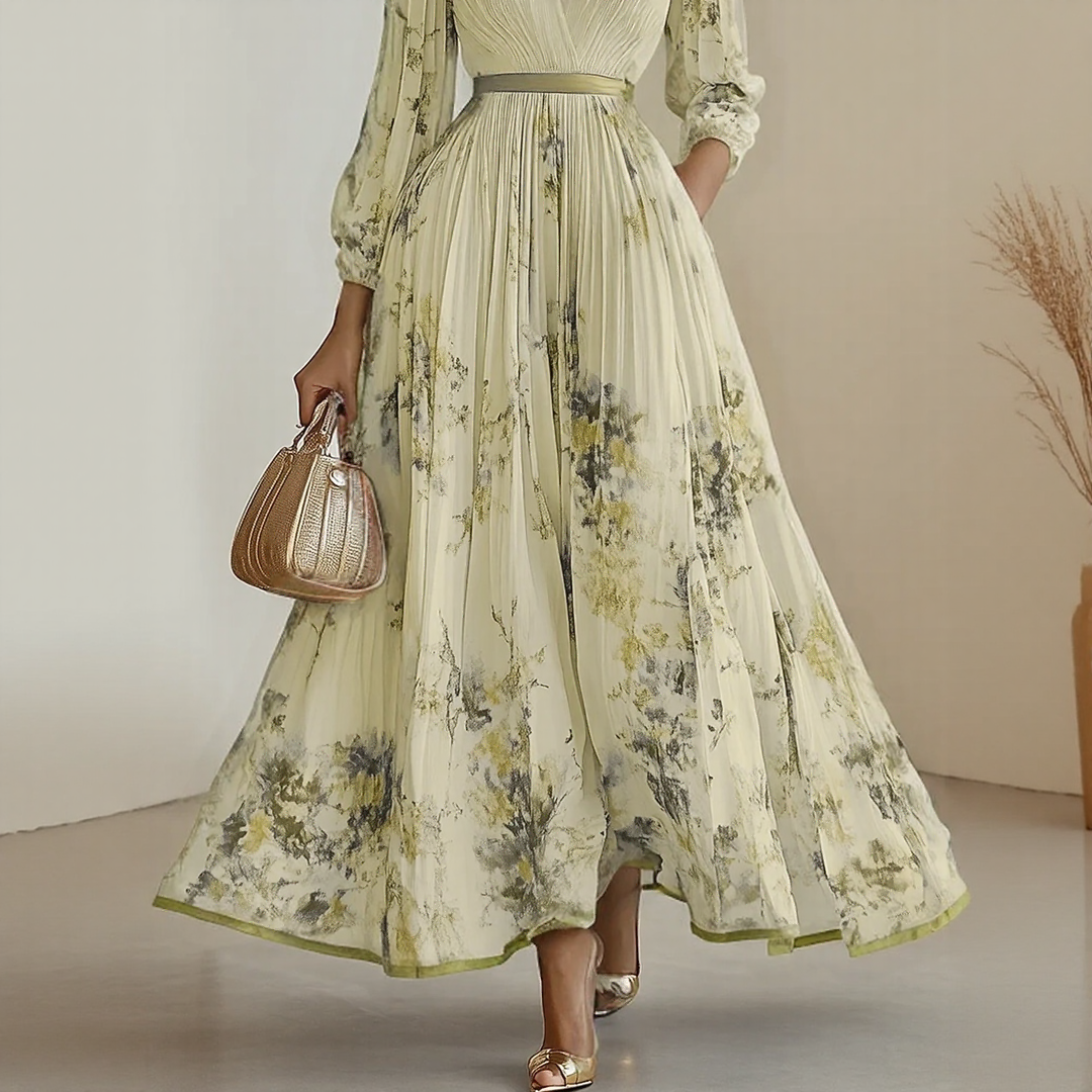 ROWELLA | Flowing Floral Pleated Maxi Dress