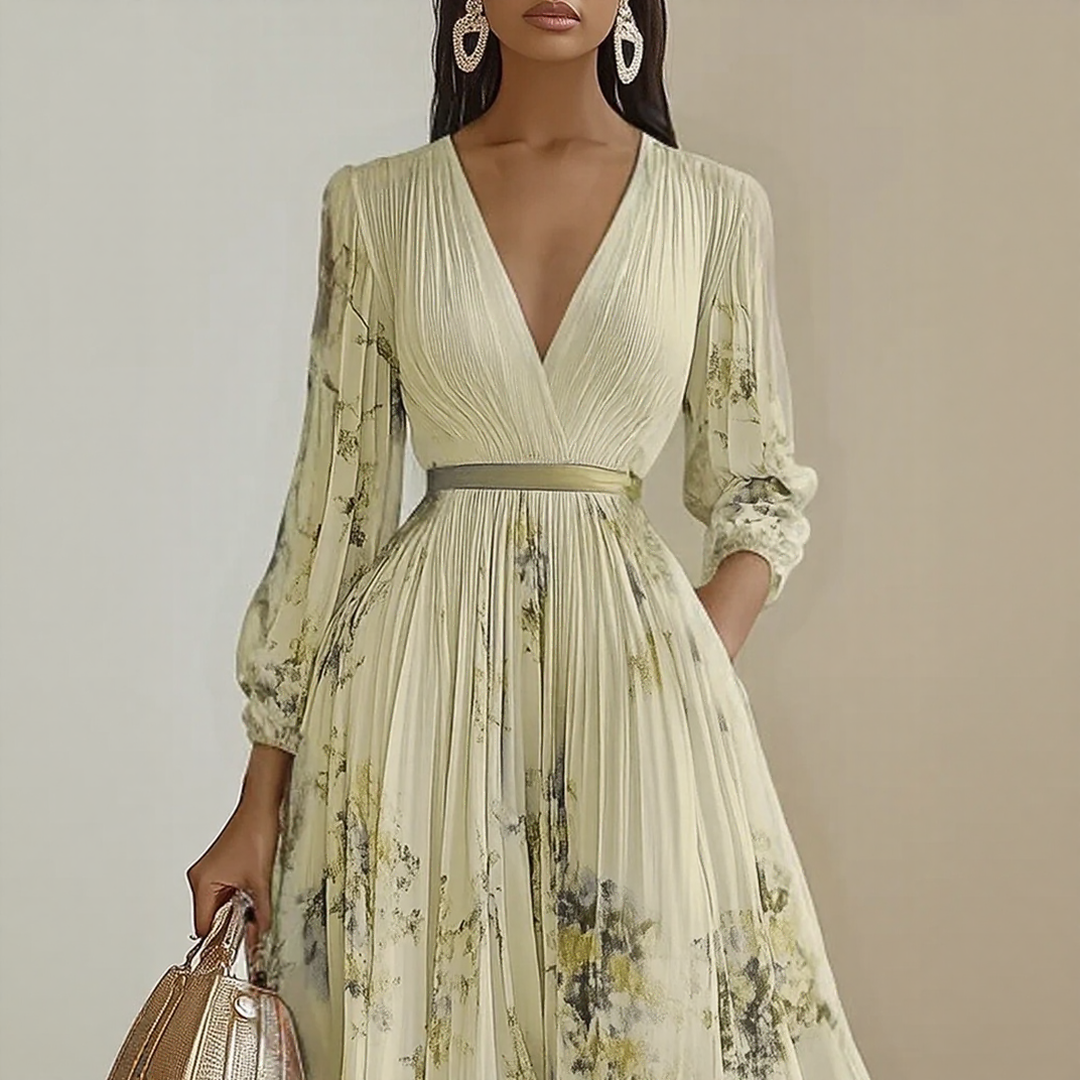 ROWELLA | Flowing Floral Pleated Maxi Dress