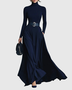CORLISS | Navy High-Neck Maxi Dress