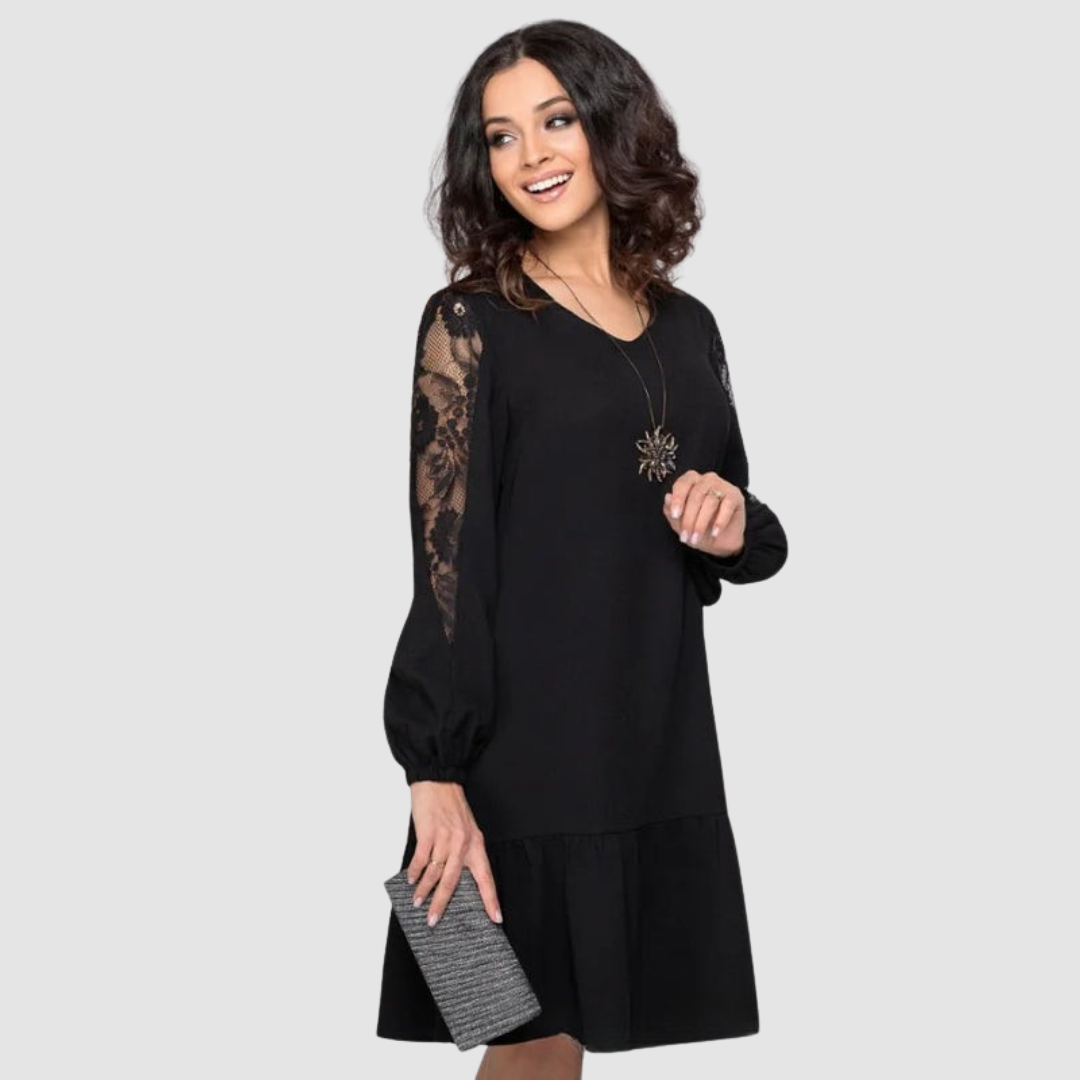 LOWRI | Lace-Sleeve Midi Dress