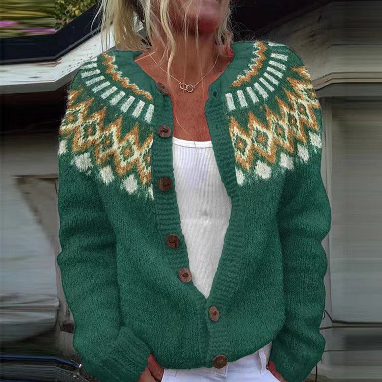 NINA | Ribbed Mustard Nordic Knit Cardigan