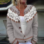 MAYA | Ribbed Rust Nordic Knit Cardigan
