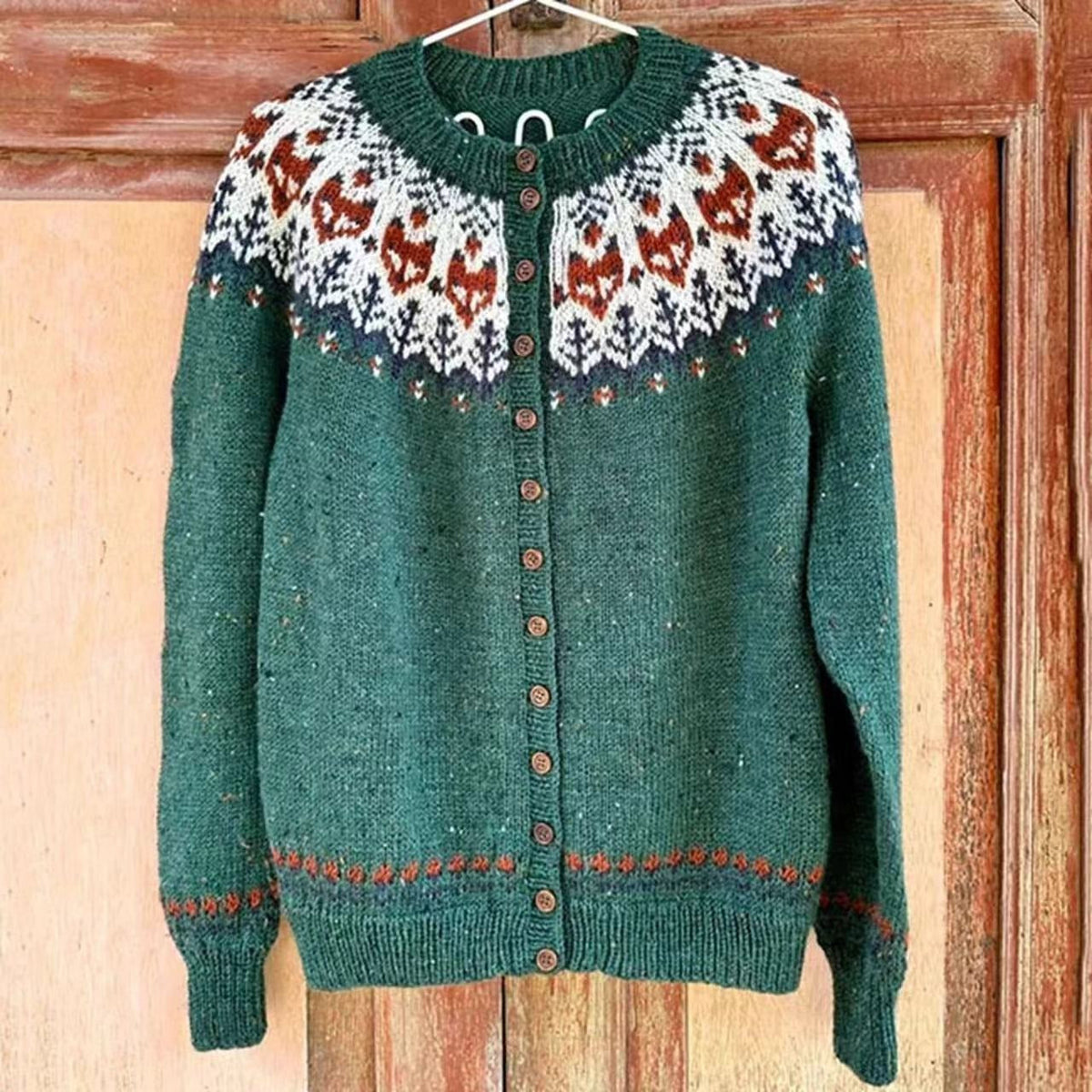 ISLA | Printed Navy Nordic Knit Cardigan