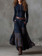 LEONE | Vintage Long Checkered Dress (Includes Belt)