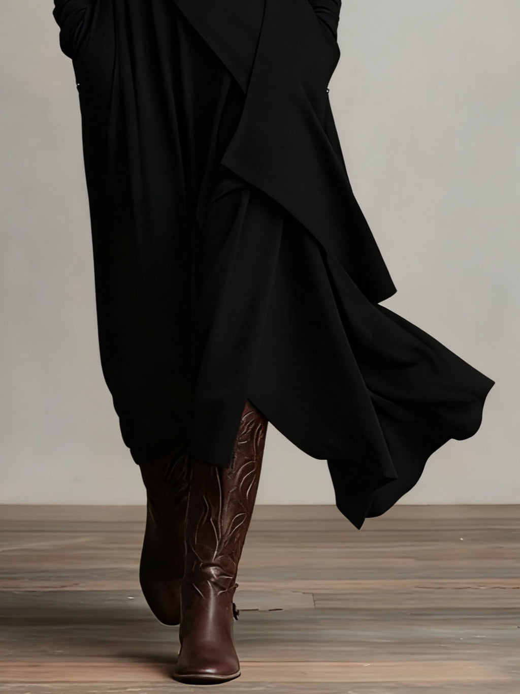 PURPLE | High-Neck Asymmetrical Pleated Dress