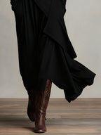 PURPLE | High-Neck Asymmetrical Pleated Dress