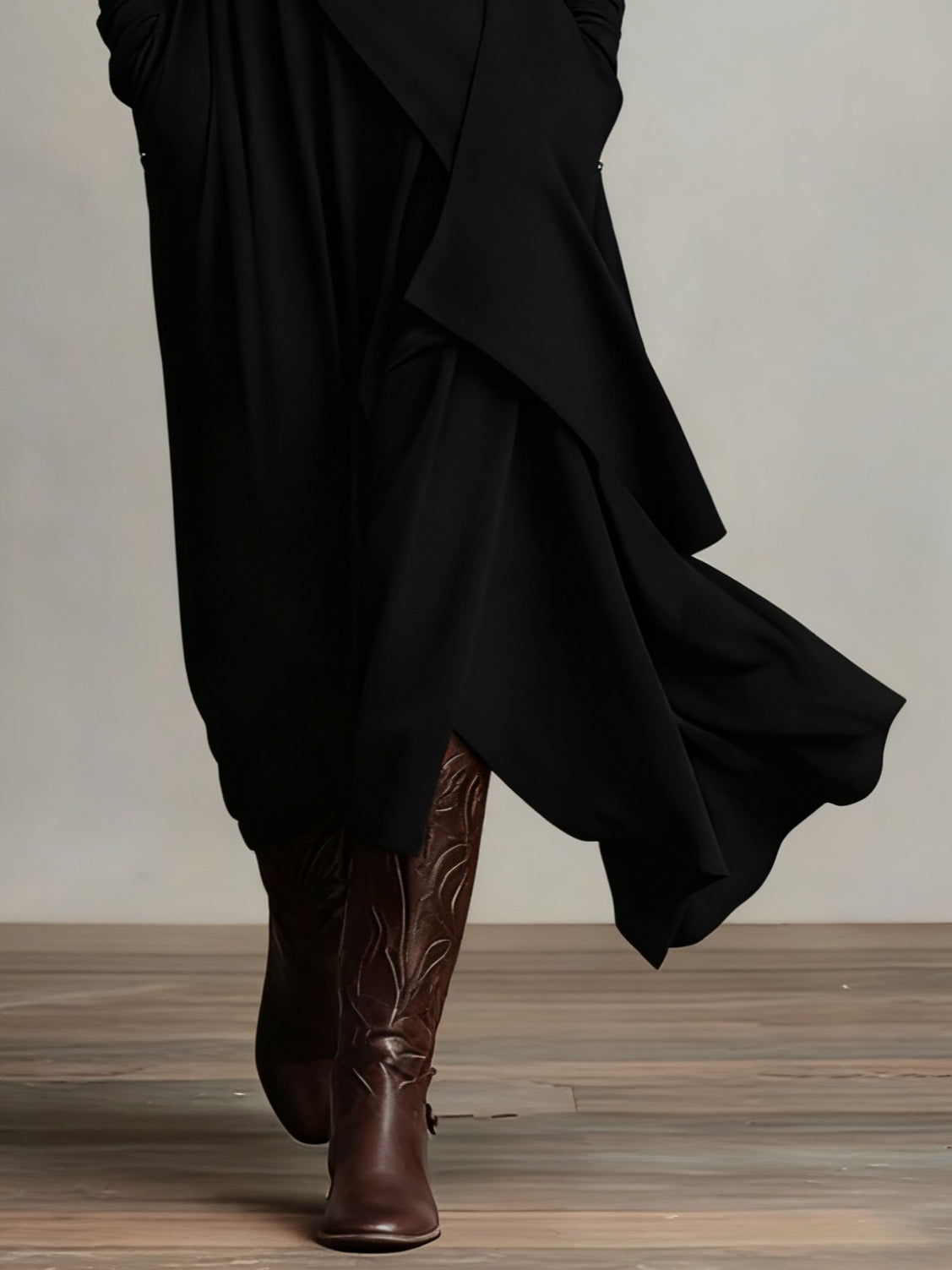 PURPLE | High-Neck Asymmetrical Pleated Dress