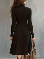 ZINNIA | Zippered Long Sleeve Dress With Stretch Fabric