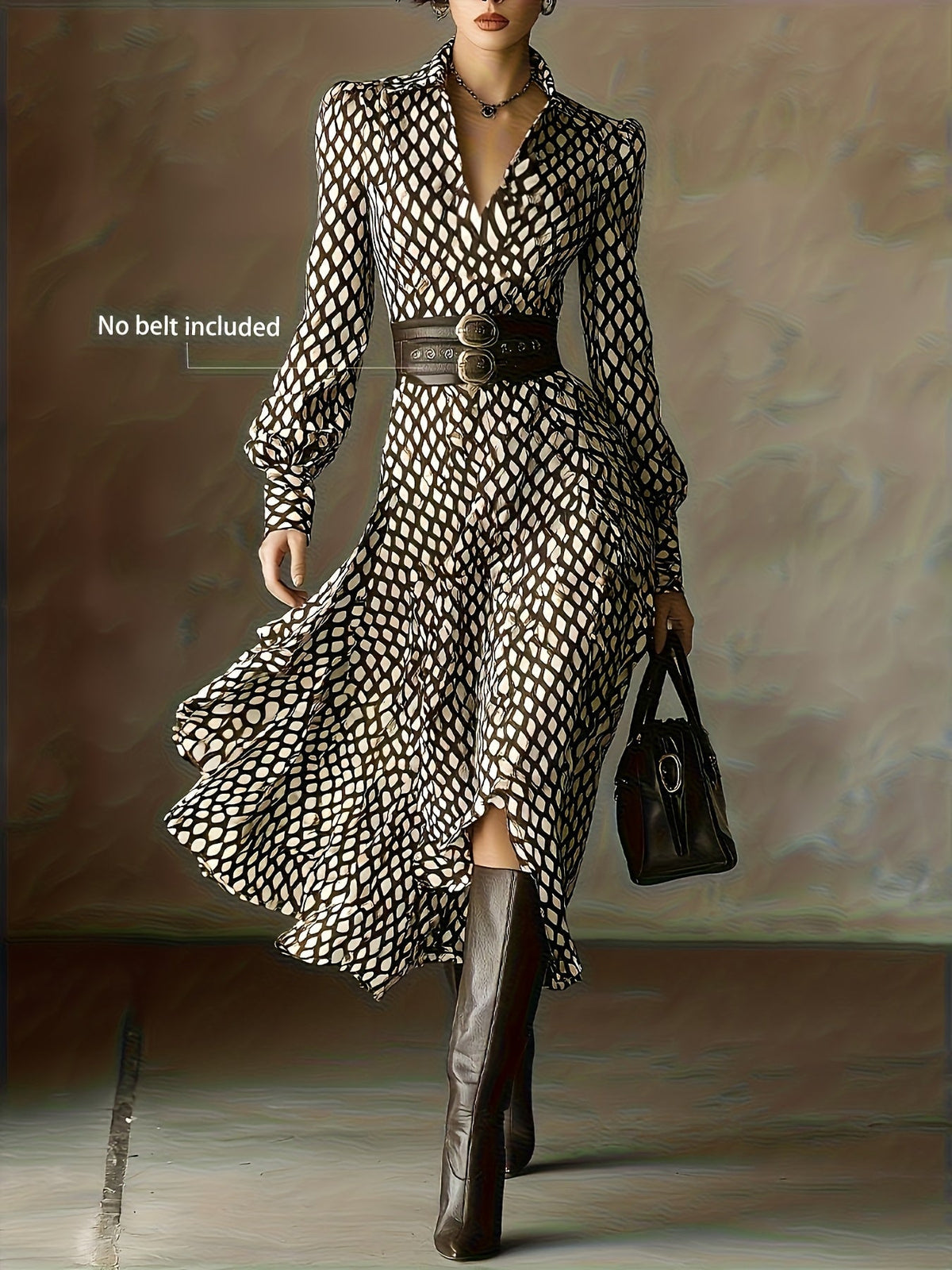 ZARA | Vintage Rhombus Print Dress